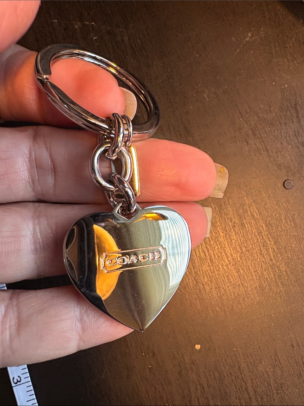 Coach Silver Crystal Heart Keyring - Picture 4 of 4